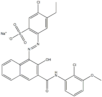 3-Chloro-4-ethyl-6-[[3-[[(2-chloro-3-methoxyphenyl)amino]carbonyl]-2-hydroxy-1-naphtyl]azo]benzenesulfonic acid sodium salt Struktur