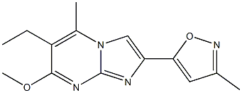 6-Ethyl-7-methoxy-5-methyl-2-(3-methyl-5-isoxazolyl)imidazo[1,2-a]pyrimidine Struktur