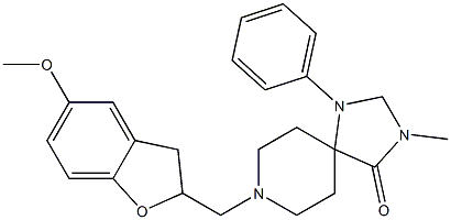 8-[(5-Methoxy-2,3-dihydrobenzofuran-2-yl)methyl]-3-methyl-1-phenyl-1,3,8-triazaspiro[4.5]decan-4-one Struktur