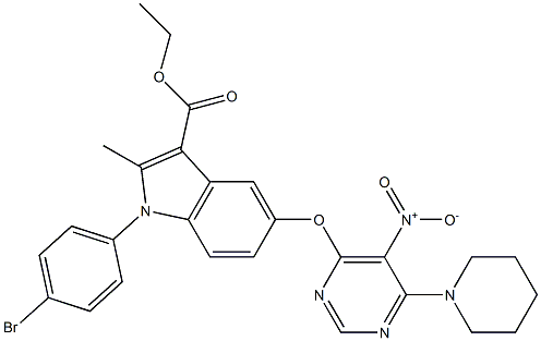 1-(4-Bromophenyl)-2-methyl-5-[(6-piperidino-5-nitropyrimidin-4-yl)oxy]-1H-indole-3-carboxylic acid ethyl ester Struktur