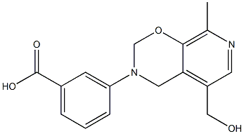 3-[[5-(Hydroxymethyl)-8-methyl-3,4-dihydro-2H-pyrido[4,3-e]-1,3-oxazin]-3-yl]benzoic acid Struktur