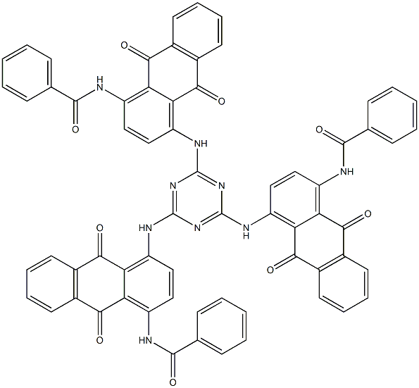 2,4,6-Tris(4-benzoylamino-9,10-dihydro-9,10-dioxoanthracen-1-ylamino)-1,3,5-triazine Struktur