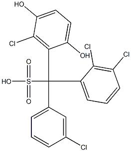 (3-Chlorophenyl)(2,3-dichlorophenyl)(6-chloro-2,5-dihydroxyphenyl)methanesulfonic acid Struktur