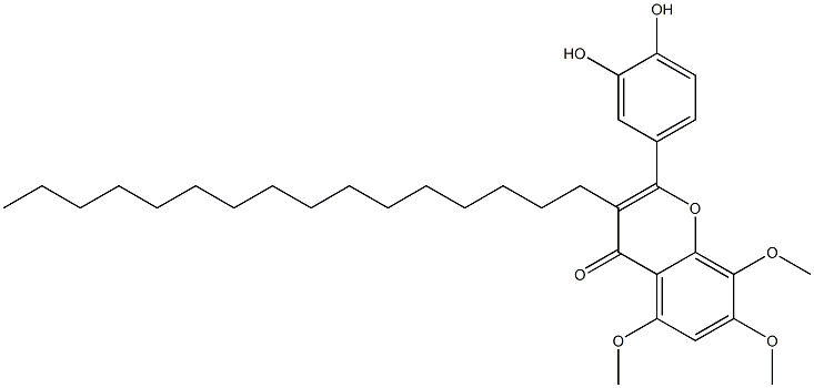 2-(3,4-Dihydroxyphenyl)-5,7,8-trimethoxy-3-hexadecyl-4H-1-benzopyran-4-one Struktur