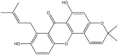 3,3-Dimethyl-8-(3-methyl-2-butenyl)-6,9-dihydroxy-3H,7H-pyrano[2,3-c]xanthen-7-one Struktur