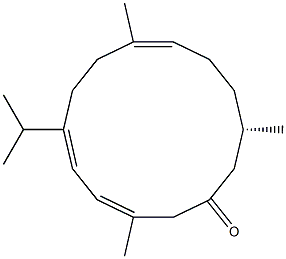 (3Z,5E,9E,13S)-3,9,13-Trimethyl-6-isopropylcyclotetradeca-3,5,9-trien-1-one Struktur