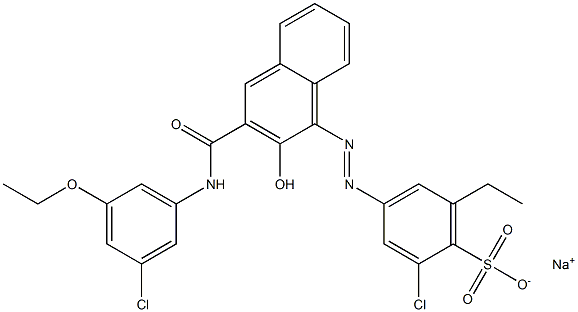 2-Chloro-6-ethyl-4-[[3-[[(3-chloro-5-ethoxyphenyl)amino]carbonyl]-2-hydroxy-1-naphtyl]azo]benzenesulfonic acid sodium salt Struktur