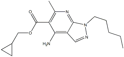 1-Pentyl-4-amino-6-methyl-1H-pyrazolo[3,4-b]pyridine-5-carboxylic acid cyclopropylmethyl ester Struktur