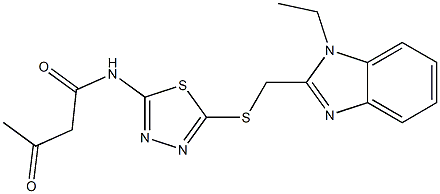 N-[2-[(1-Ethyl-1H-benzimidazol-2-yl)methylthio]-1,3,4-thiadiazol-5-yl]-2-acetylacetamide Struktur