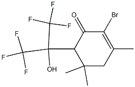 2-Bromo-6-[2,2,2-trifluoro-1-hydroxy-1-(trifluoromethyl)ethyl]-3,5,5-trimethyl-2-cyclohexen-1-one Struktur