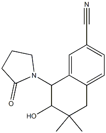 5,6,7,8-Tetrahydro-7-hydroxy-8-(2-oxo-1-pyrrolidinyl)-6,6-dimethylnaphthalene-2-carbonitrile Struktur