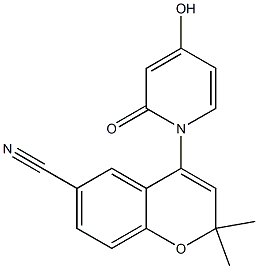 4-[(4-Hydroxy-1,2-dihydro-2-oxopyridin)-1-yl]-2,2-dimethyl-2H-1-benzopyran-6-carbonitrile Struktur