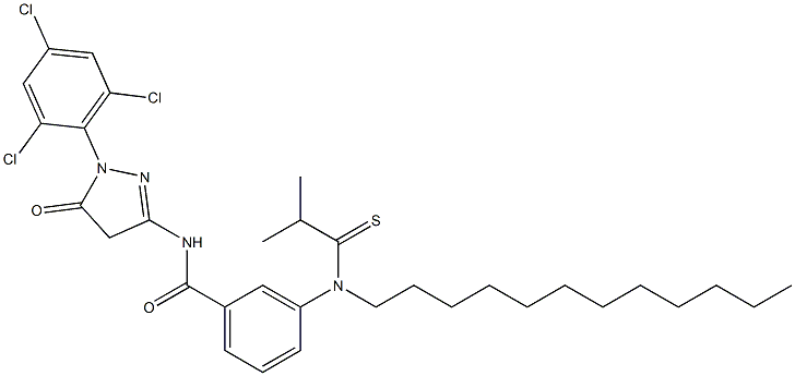 3-[3-(2-Methyldodecylthiopropionylamino)benzoylamino]-1-(2,4,6-trichlorophenyl)-2-pyrazolin-5-one Struktur