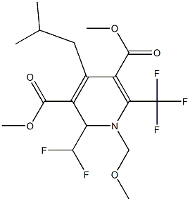 1,2-Dihydro-4-(2-methylpropyl)-2-(difluoromethyl)-6-(trifluoromethyl)-1-methoxymethyl-3,5-pyridinedicarboxylic acid dimethyl ester Struktur