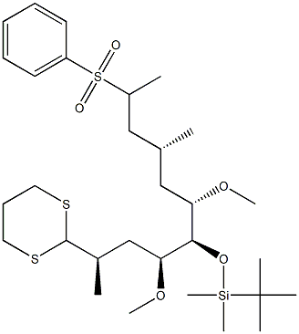 (2R,4S,5R,6S,8R)-5-(tert-Butyldimethylsilyloxy)-2-(1,3-dithian-2-yl)-4,6-dimethoxy-8-methyl-10-phenylsulfonylundecane Struktur