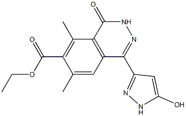 6,8-Dimethyl-4-(5-hydroxy-1H-pyrazol-3-yl)-1-oxo-1,2-dihydrophthalazine-7-carboxylic acid ethyl ester Struktur