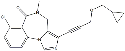 7-Chloro-3-[3-(cyclopropylmethoxy)-1-propynyl]-4,5-dihydro-5-methyl-6H-imidazo[1,5-a][1,4]benzodiazepin-6-one Struktur