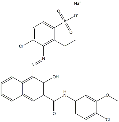 4-Chloro-2-ethyl-3-[[3-[[(4-chloro-3-methoxyphenyl)amino]carbonyl]-2-hydroxy-1-naphtyl]azo]benzenesulfonic acid sodium salt Struktur