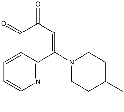 2-Methyl-8-(4-methylpiperidino)quinoline-5,6-dione Struktur