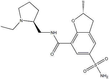 (R)-2,3-Dihydro-N-[[(2S)-1-ethyl-2-pyrrolidinyl]methyl]-2-methyl-5-sulfamoylbenzofuran-7-carboxamide Struktur