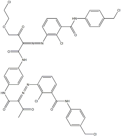 3,3'-[2-[(2-Chloroethyl)oxy]-1,4-phenylenebis[iminocarbonyl(acetylmethylene)azo]]bis[N-[4-(chloromethyl)phenyl]-2-chlorobenzamide] Struktur