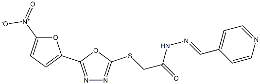 N2-(Pyridin-4-ylmethylene)-2-[5-(5-nitro-2-furyl)-1,3,4-oxadiazol-2-ylthio]acetohydrazide Struktur