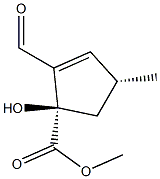 (1R,4R)-2-Formyl-1-hydroxy-4-methyl-2-cyclopentene-1-carboxylic acid methyl ester Struktur