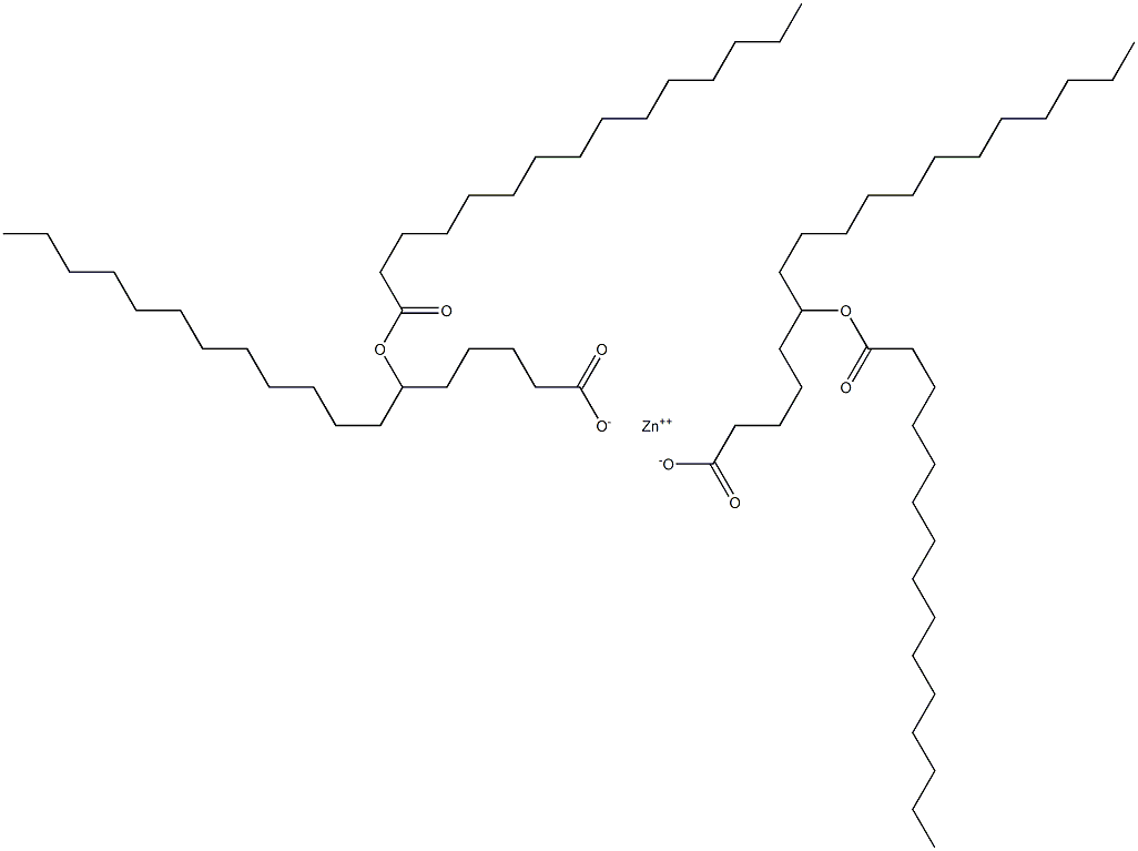 Bis(6-pentadecanoyloxyoctadecanoic acid)zinc salt Struktur