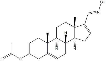 3-Acetoxyandrosta-5,16-diene-17-carbaldehyde oxime Struktur