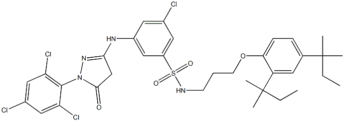 1-(2,4,6-Trichlorophenyl)-3-[3-chloro-5-[3-(2,4-di-tert-pentylphenoxy)propylsulfamoyl]anilino]-5(4H)-pyrazolone Struktur