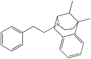 6,11-Dimethyl-1,2,3,4,5,6-hexahydro-3-phenethyl-2,6-methano-3-benzazocine Struktur