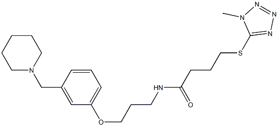 N-[3-[3-(Piperidinomethyl)phenoxy]propyl]-4-[(1-methyl-1H-tetrazol-5-yl)thio]butyramide Struktur