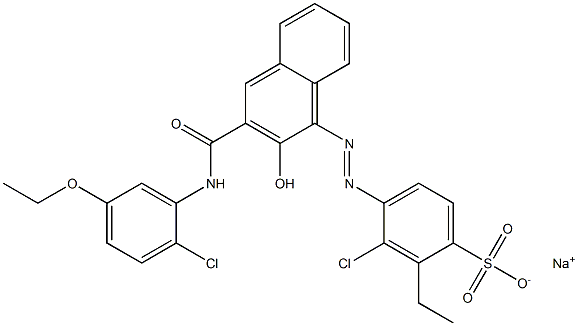 3-Chloro-2-ethyl-4-[[3-[[(2-chloro-5-ethoxyphenyl)amino]carbonyl]-2-hydroxy-1-naphtyl]azo]benzenesulfonic acid sodium salt Struktur