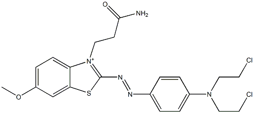 3-(3-Amino-3-oxopropyl)-2-[[4-[bis(2-chloroethyl)amino]phenyl]azo]-6-methoxybenzothiazol-3-ium Struktur