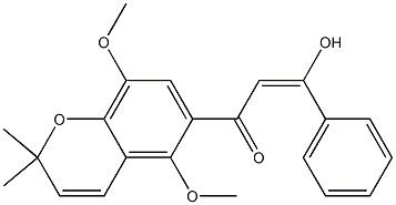 5,8-Dimethoxy-2,2-dimethyl-6-(3-phenyl-3-hydroxypropenoyl)-2H-1-benzopyran Struktur