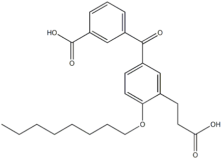 5-(3-Carboxybenzoyl)-2-octyloxybenzenepropanoic acid Struktur