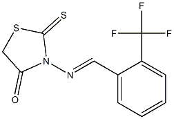 2-Thioxo-3-[[[2-(trifluoromethyl)phenyl]methylene]amino]thiazolidin-4-one Struktur