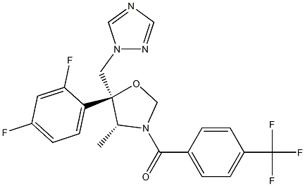 (4R,5S)-5-(2,4-Difluorophenyl)-4-methyl-3-[4-(trifluoromethyl)benzoyl]-5-[(1H-1,2,4-triazol-1-yl)methyl]oxazolidine Struktur