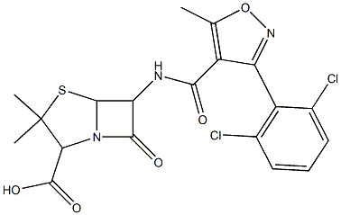 6-[3-(2,6-Dichlorophenyl)-5-methyl-4-isoxazolylcarbonylamino]-3,3-dimethyl-7-oxo-4-thia-1-azabicyclo[3.2.0]heptane-2-carboxylic acid Struktur