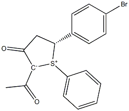 (5R)-2-Acetyl-5-(p-bromophenyl)-1-phenyl-3-oxo-2,3,4,5-tetrahydrothiophen-1-ium-2-ide Struktur