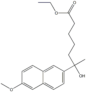 6-Hydroxy-6-[6-methoxy-2-naphtyl]heptanoic acid ethyl ester Struktur