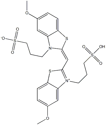 3-[[5-Methoxy-2-[[5-methoxy-3-(3-sulfonatopropyl)benzothiazol-2(3H)-ylidene]methyl]benzothiazol-3-ium]-3-yl]propane-1-sulfonic acid Struktur