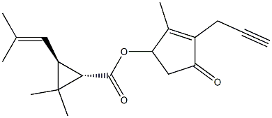 (1S,3S)-2,2-Dimethyl-3-(2-methyl-1-propenyl)cyclopropanecarboxylic acid 2-methyl-4-oxo-3-(2-propynyl)-2-cyclopenten-1-yl ester Struktur