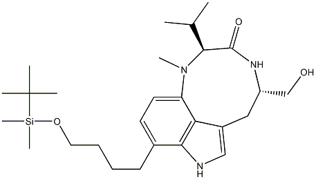 (2S,5S)-1,2,4,5,6,8-Hexahydro-9-[4-(tert-butyldimethylsilyloxy)butyl]-5-hydroxymethyl-2-isopropyl-1-methyl-3H-pyrrolo[4,3,2-gh]-1,4-benzodiazonin-3-one Struktur