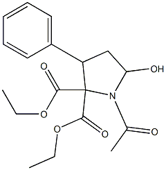 1-Acetyl-3-phenyl-5-hydroxypyrrolidine-2,2-dicarboxylic acid diethyl ester Struktur