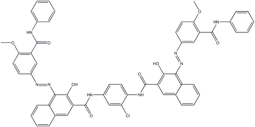 N,N'-(2-Chloro-1,4-phenylene)bis[4-[[4-methoxy-5-(phenylcarbamoyl)phenyl]azo]-3-hydroxy-2-naphthalenecarboxamide] Struktur