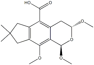 (1R,3R)-1,3,4,6,7,8-Hexahydro-1,3,9-trimethoxy-7,7-dimethylcyclopenta[g]-2-benzopyran-5-carboxylic acid Struktur