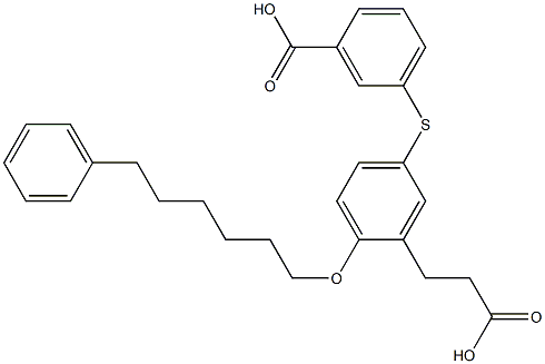 5-(3-Hydroxycarbonylphenylthio)-2-(6-phenylhexyloxy)benzenepropanoic acid Struktur