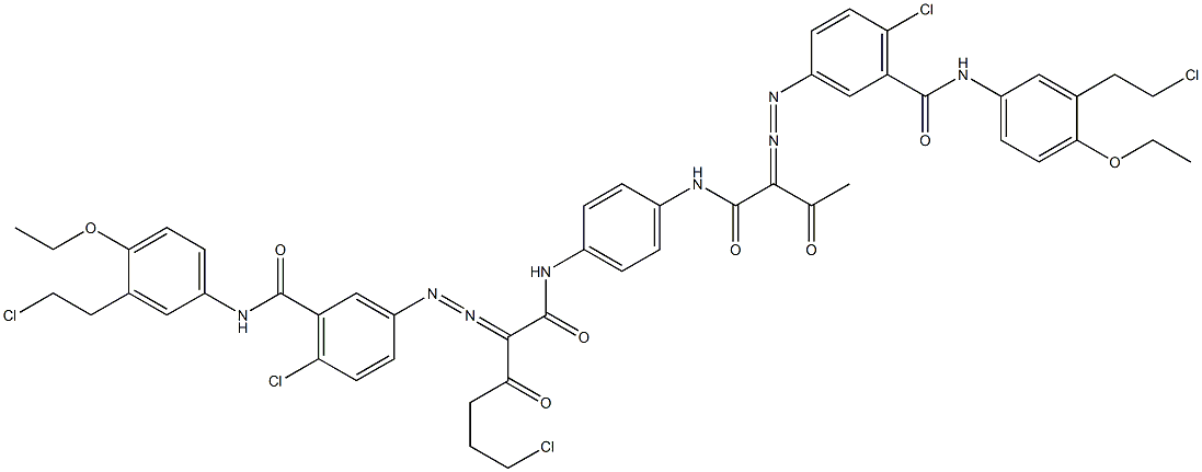 3,3'-[2-(2-Chloroethyl)-1,4-phenylenebis[iminocarbonyl(acetylmethylene)azo]]bis[N-[3-(2-chloroethyl)-4-ethoxyphenyl]-6-chlorobenzamide] Struktur