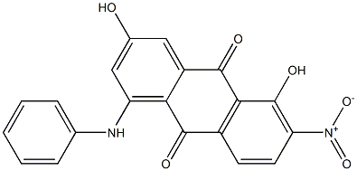 1-Anilino-3,5-dihydroxy-6-nitroanthraquinone Struktur